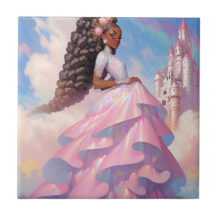 Black Princess Fantasy Art Ceramic Tile
