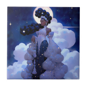 Black Princess Fantasy Art Ceramic Tile
