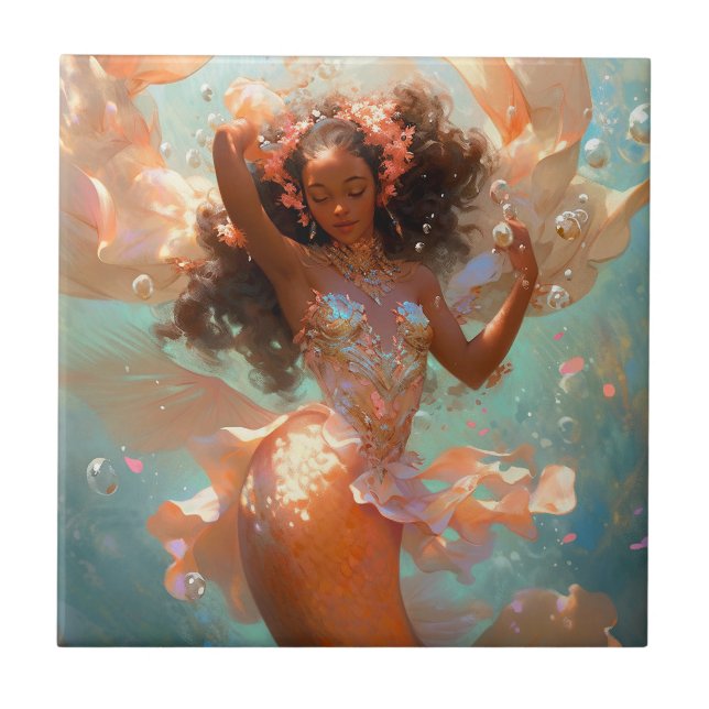 Black Princess Fantasy Art Ceramic Tile (Front)