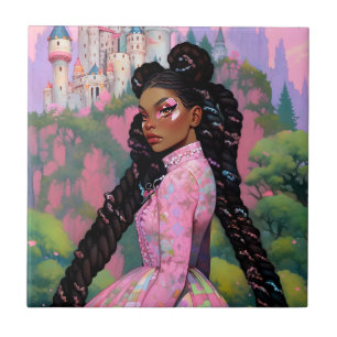 Black Princess Fantasy Art Ceramic Tile