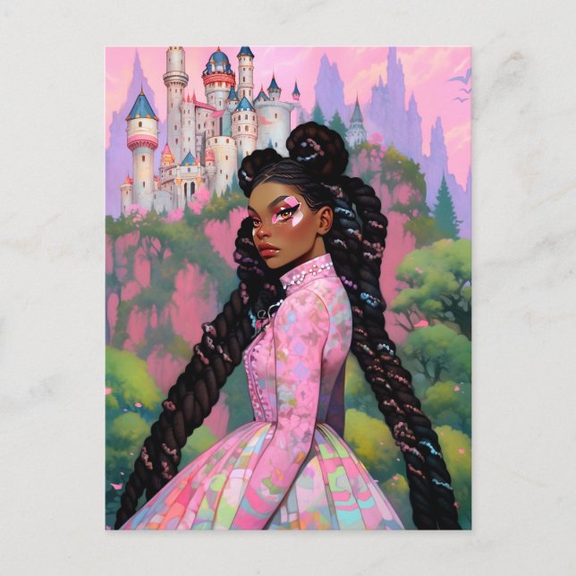Black Princess Fantasy Art Postcard (Front)