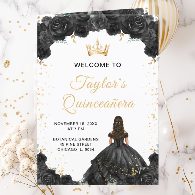 Black Princess Floral Quinceañera Program (Creator Uploaded)