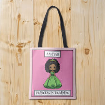 Black Princess in Training Green Pink Cartoon