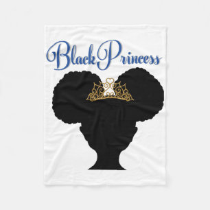 Black Princess (natural Hair In Afro Puffs) - Blac Fleece Blanket