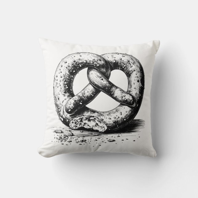 Black Print Plain Sketchy Pretzel Cushion (Front)