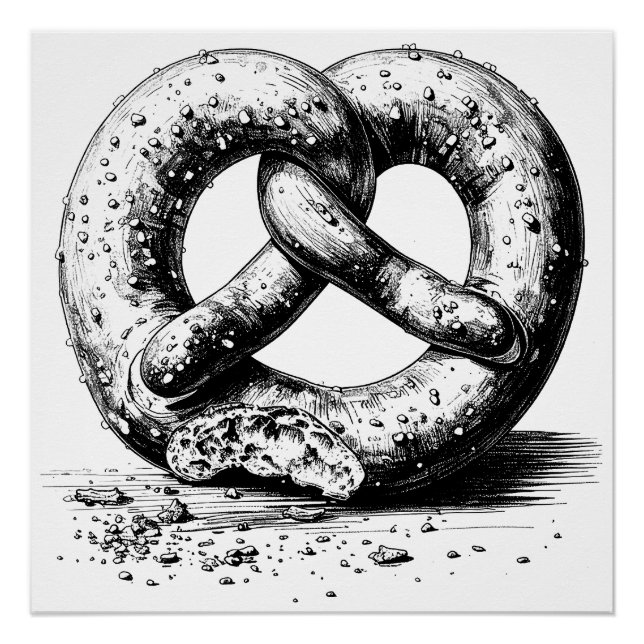 Black Print Plain Sketchy Pretzel Poster (Front)