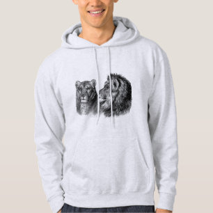 Black print wild animals men light grey hoodie