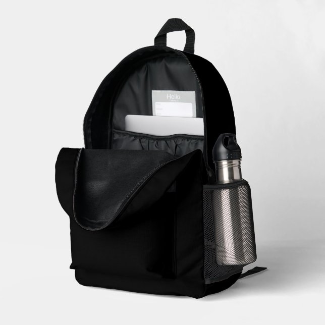Black Printed Backpack (Back Corner Right (Open))