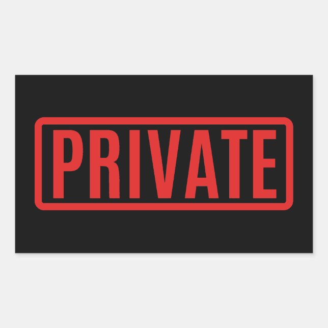 Black Private Rectangular Sticker (Front)