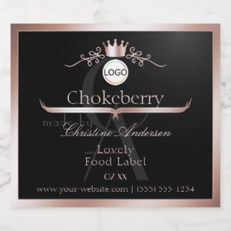 Black Product Label Rose Gold Frame Logo Monogram