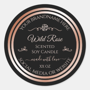 Black Product Label Rose Gold Frame Vintage Flower