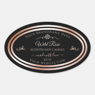 Black Product Label Rose Gold Frame Vintage Flower