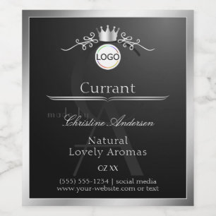 Black Product Label Silver Frame Logo and Monogram