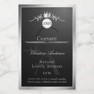 Black Product Label Silver Frame Logo and Monogram