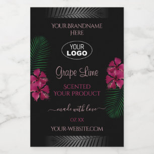 Black Product Label Wine Red Hawaiian Flowers Logo