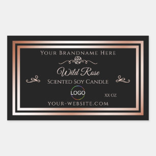 Black Product Label with Rose Gold Frame and Logo