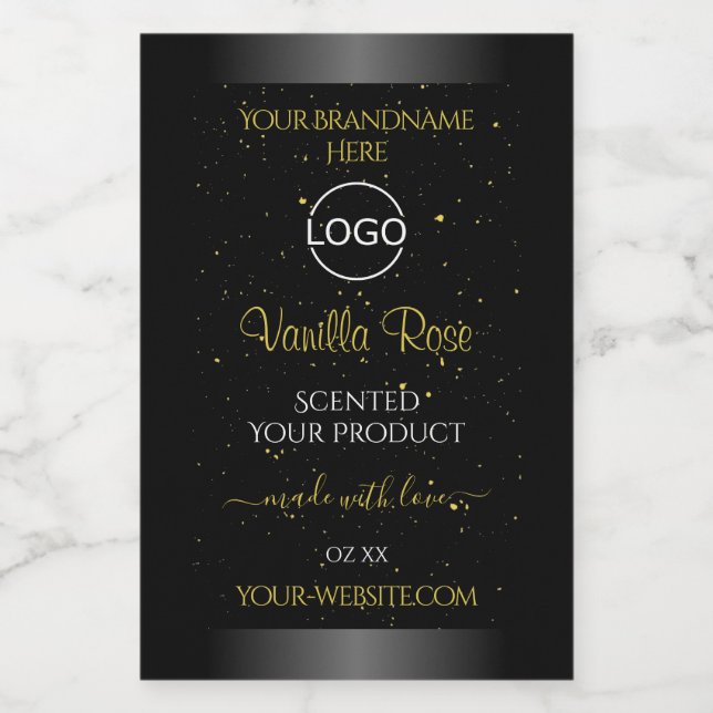 Black Product Labels Gold Soft Glitter with Logo (Single Label)