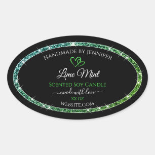 Black Product Packaging Labels Teal Green Glitter