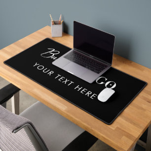 Black Professional Company Business Logo & Text  Desk Mat