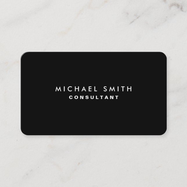 Black Professional Elegant Modern Plain Simple Business Card (Front)