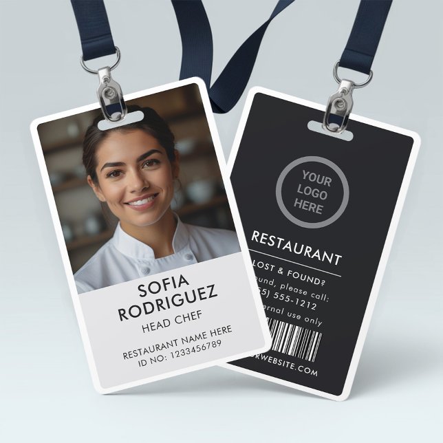 Black Professional Logo Restaurant Staff Photo ID ID Badge (Creator Uploaded)