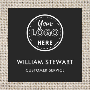 Black Professional Logo Square Employee Staff Name Tag