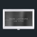 Black Professional Metallic Foil Modern Business Business Card Holder<br><div class="desc">Black Foil Metallic Stainless Steel Minimalist Business Card Holder with white lettered script signature typography for the monogram. The Foil Metal Business Card Holders can be customised with your name. Please contact the designer for customised matching items.</div>