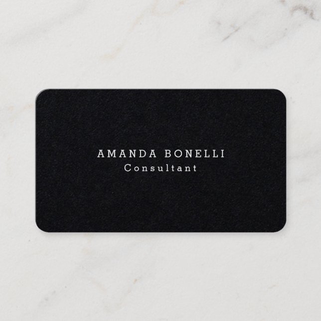 Black Professional Minimalist Modern Simple Plain Business Card (Front)