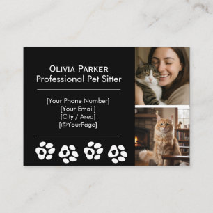 Black Professional Pet Sitter & Dog Walker Business Card