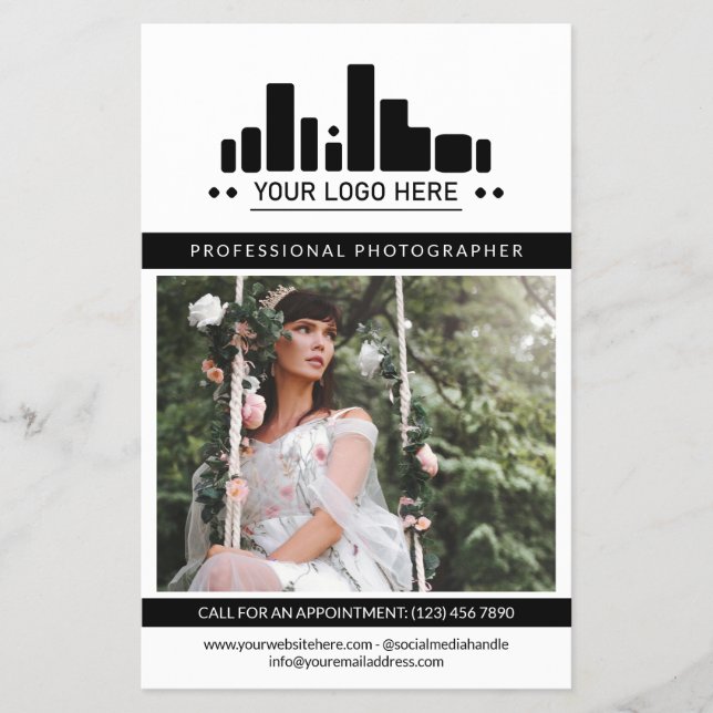 Black Professional Photographer Logo Big Photo Flyer (Front)