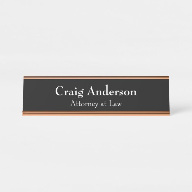 Black Professional Plain Classical Elegant Desk Name Plate (Front)