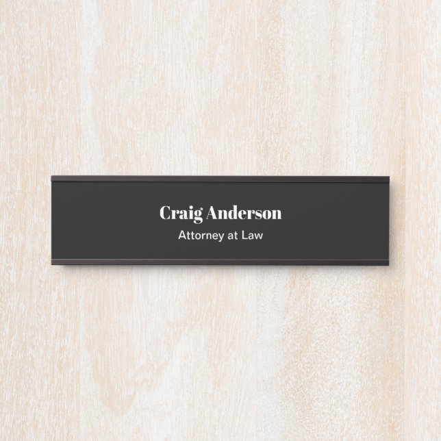 Black Professional Plain Modern Elegant Door Sign (Front)