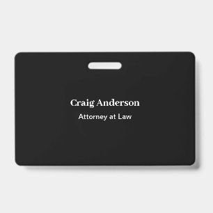 Black Professional Plain Modern Elegant ID Badge