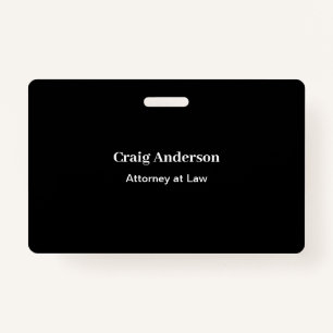 Black Professional Plain Modern Elegant ID Badge