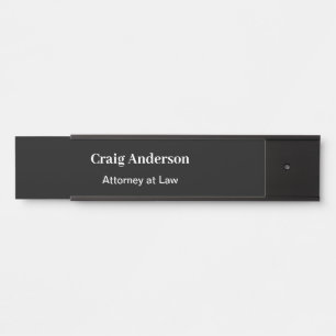Black Professional Plain Modern Elegant Name Door Sign