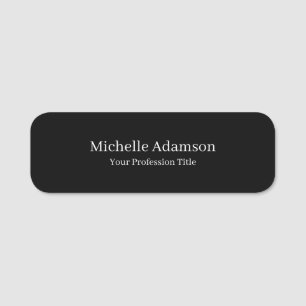 Black Professional Plain Modern Name Tag