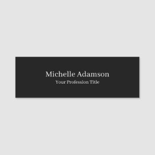 Black Professional Plain Modern Name Tag