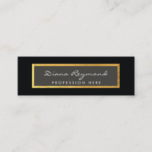 black professional profile card with gold border