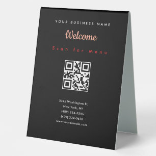Black Professional Scannable QR Code Menu