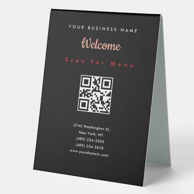 Black Professional Scannable QR Code Menu (Front)