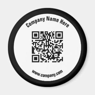 Black Promotional Business Name QR Code Magnet