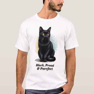 Black, Proud & Purrfect – Juneteenth Cat Art T-Shirt