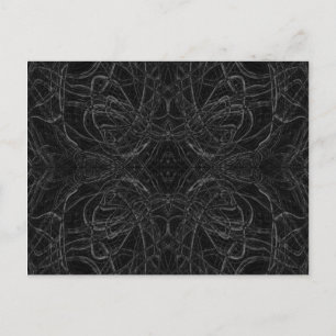 Black psychedelic pattern postcard