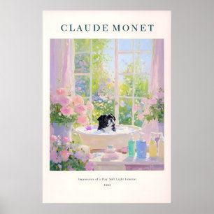 Black Pug Bathroom Print Monet Style French