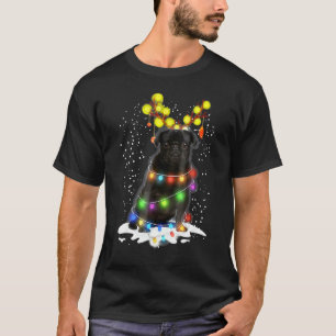 Black Pug Blinker Nice Dog Christmas Pug Christmas T-Shirt