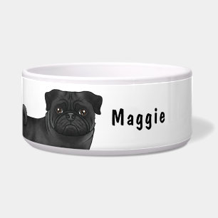 Black Pug Cartoon Dog Close-Up With Custom Name