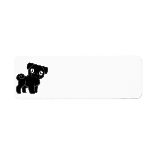 black pug cartoon return address label (Front)