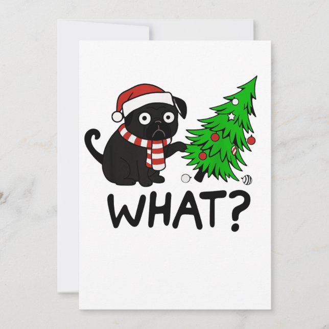Black Pug Christmas Gift Idea Holiday Card (Front)