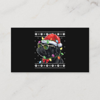 Black Pug Christmas Tree Dog Mum Dad Ugly Sweater  Business Card