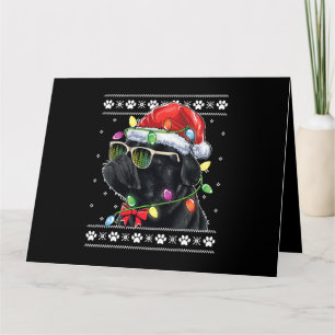 Black Pug Christmas Tree Dog Mum Dad Ugly Sweater  Card
